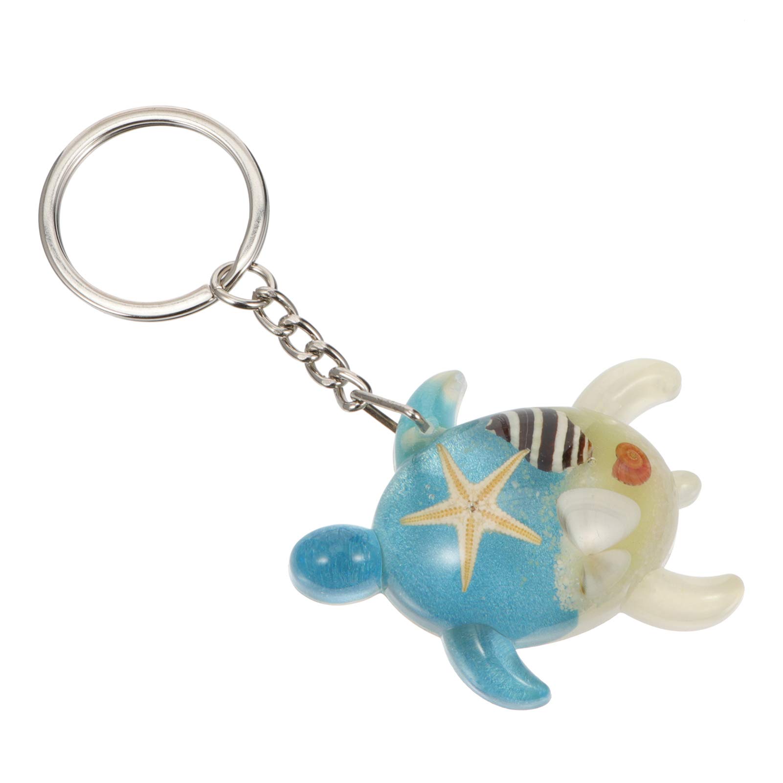 Amosfun Sea Turtle Keychains Crystal Stone Key Chains Conch Shell Keyring for Couple Friend Car Purse Bag Backpack Pendant Charms Blue