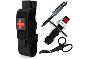 Soves Tourniquet Kit, Upgrade Tourniquet Pouch with Metal Tourniquet and Shear, Combat Marker Set Tactical TQ Tourniquet, Trauma Tourniquets Scissors