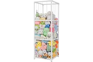 JAWNLITY Stuffed Animals Zoo Storage, 300L Large PVC Stuffed Animal Holder Organizer, Easy-Access Plush Toy Storage Cage for Toddler Playroom, Bedroom