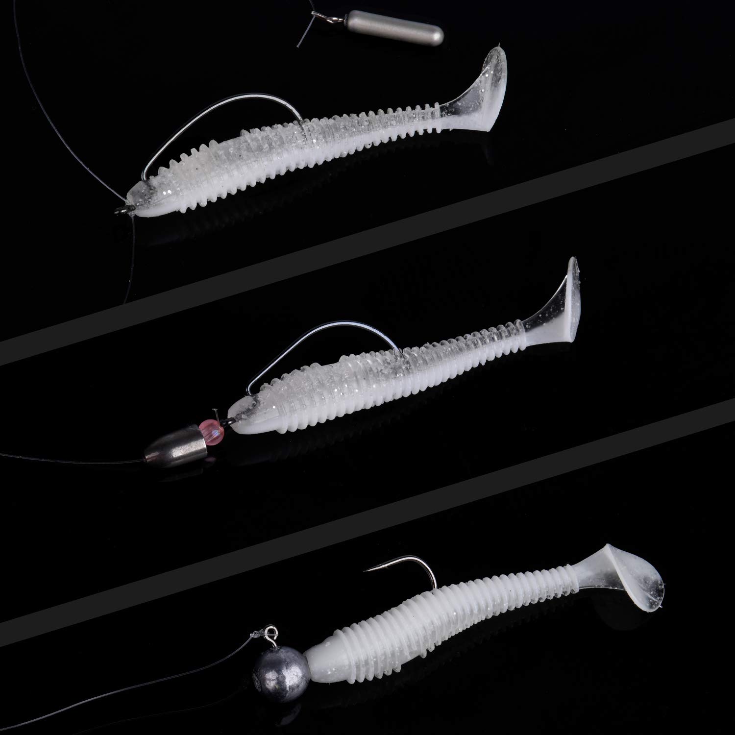 Goture Fishing Lures Kit with Lead Head Jigs Soft Worm Baits Tackle Set with Fishing Hooks for Saltwater Freshwater
