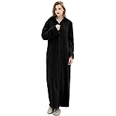 Artfasion Womens Robe Long Zipper Front Hooded Full Length Housecoat Sleepwear for Ladies