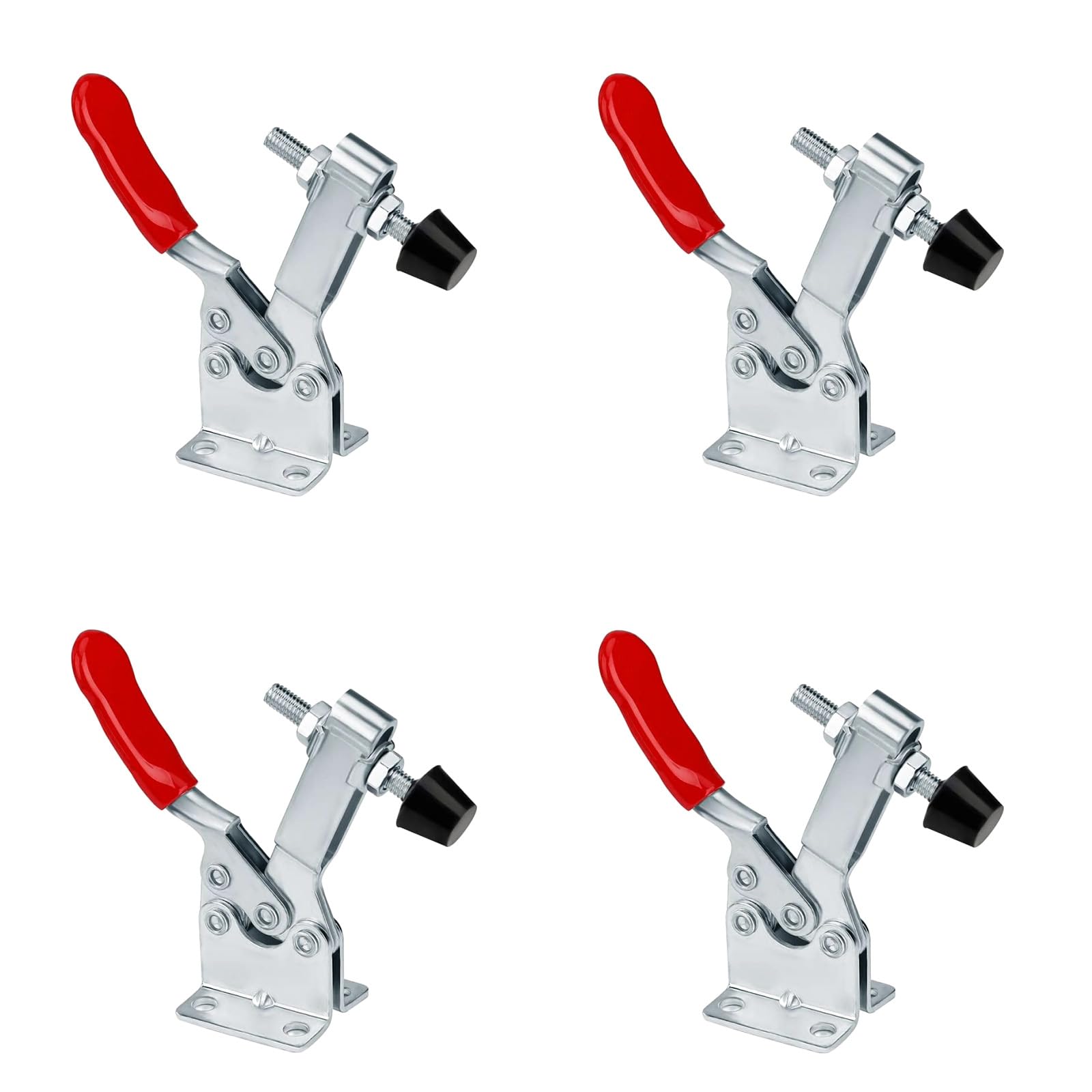 4 Toggle Clamp GH-201-B Red Horizontal Clamp Quick Release Tool Hold Down Clamps Hand Tool Toggle Clamps for Machinery, Woodworking, Welding, Handmade Products, Abrasive Tool Manufacturing