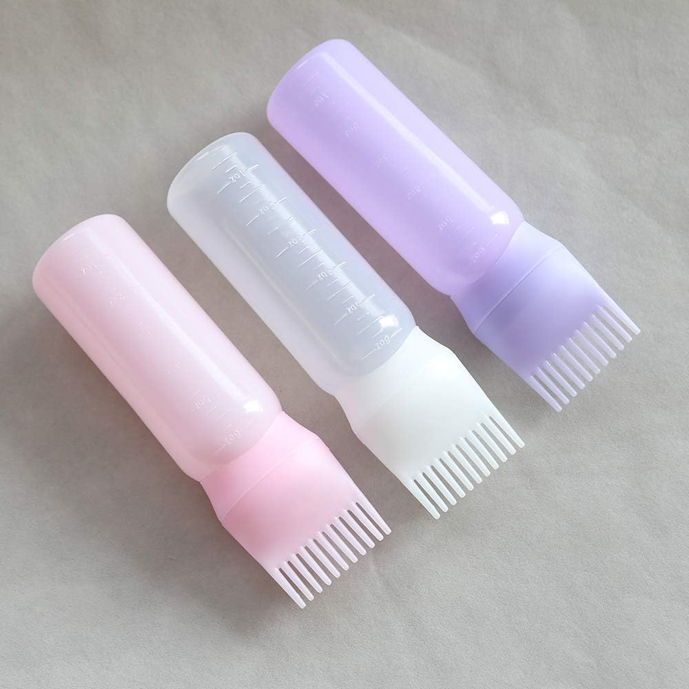 Towarm Blue White Purple 3pieces Comb Applicator Bottle 6 Ounce Bottle Comb with Graduated Scale for Hair Dye Coloring Scalp Treatment Essential (3pcs) - Image 3