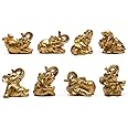 BRASSTAR Resin Statue Thai Eight Elephants 1.8” Home Office Feng Shui Decor Collection Figurine Love Wealth Luck Gather PTZD048(Golden)