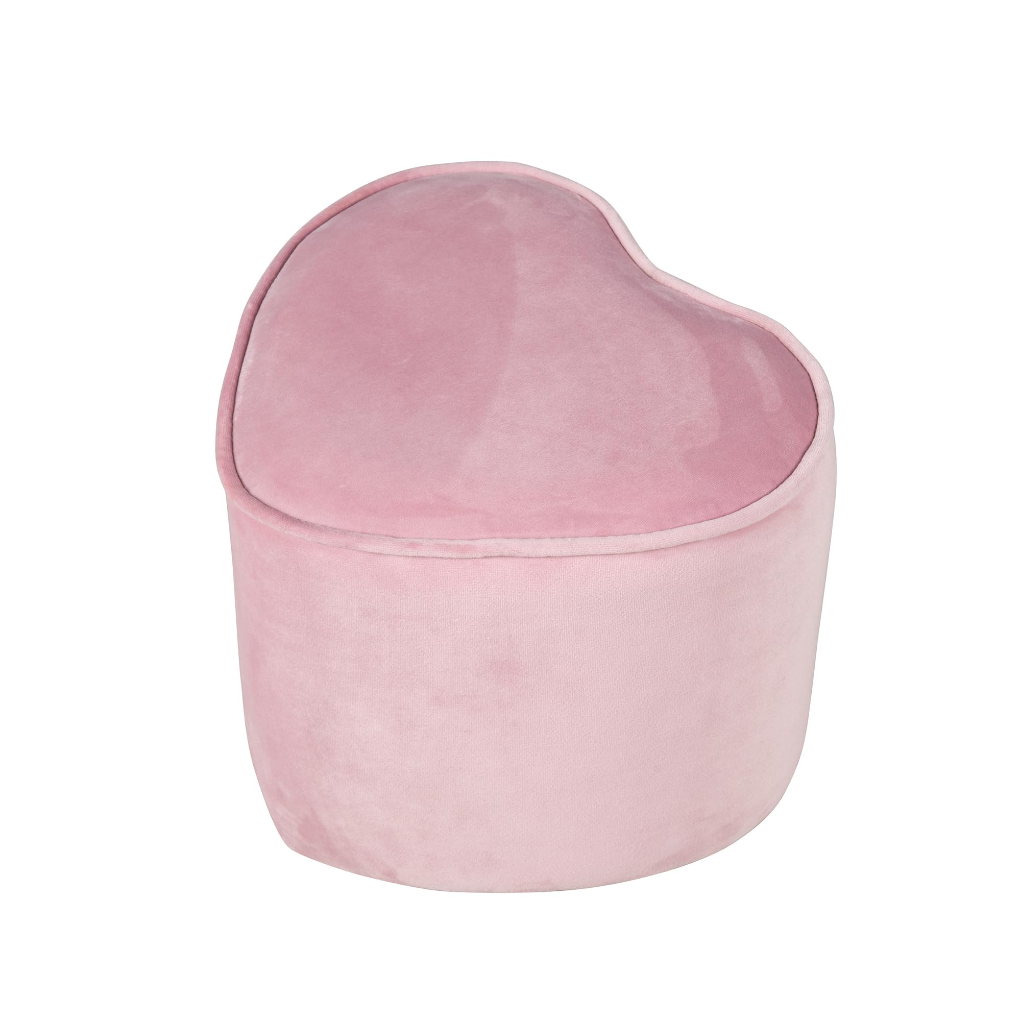 roba Heart-Shaped Children's Ottoman 'Lil Sofa' - Comfy Kid's Pouf with Velvet Upholstery (Pink/Mauve)