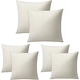 WANZELONYO Sublimation Pillow Covers Blank 16x16 Inch Linen Throw Pillow Cases Bulk for HTV Heat Transfer Vinyl Set of 6 Off-White