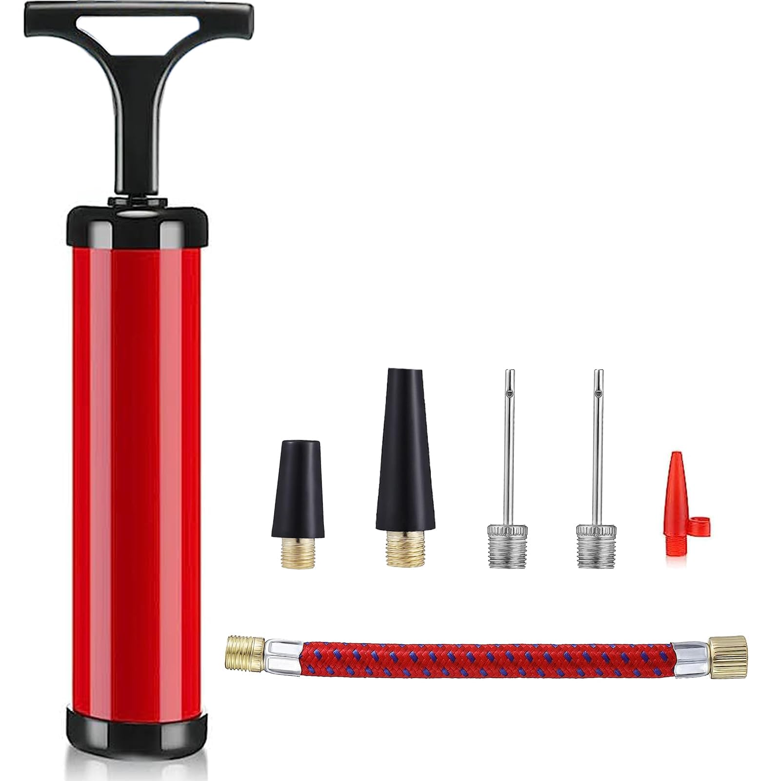 Portable Inflator Ball Pump Air Pump Inflator Kit with Needle, Nozzle, Extension Hose for Basketball Football Volleyball Rugby Balloons other Inflatable Set