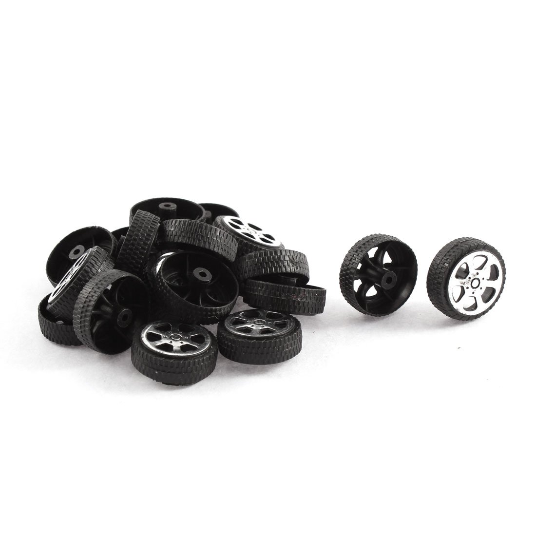 Sourcingmap Plastic Roll 2mm Dia Shaft Car Truck Model Wheel 20mmx6mm 20Pcs