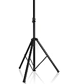 Pyle Universal Speaker Tripod Stand Mount - 6' Sound Equipment Holder Height Adjustable Up to 70 Inches For Speakers w/ 35mm Compatible Insert Perfect for Home, On Stage or In Studio Use