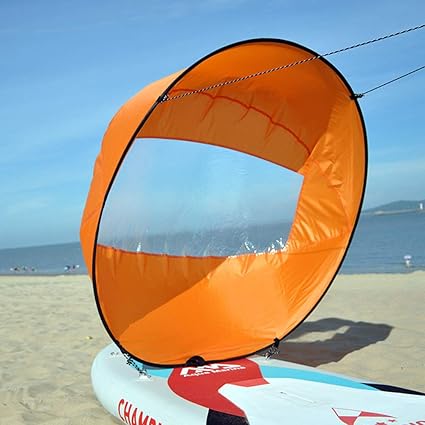 EDTara 42in/108cm Sail Foldable Kayak Boat Wind Sail Sup Paddle Board Sailing Canoe Stroke Paddle Rowing Boats Wind Clear Window Orange 108cm