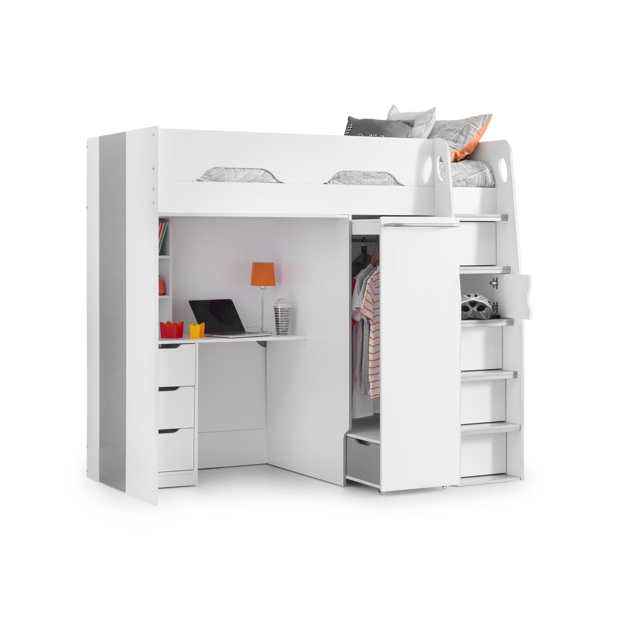 Julian Bowen Pegasus High Sleeper, White, Single