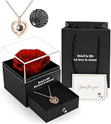 ADAZ Preserved Real Rose Gift Box with I Love You Necklace for Her view 1