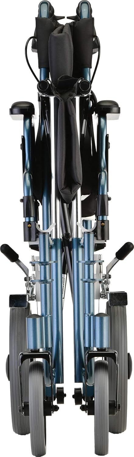 NOVA Bariatric Transport Chair with Locking Hand Brakes, Heavy Duty and Extra Wide Wheelchair with Removable & Flip Up Arms for Easy Transfer, Anti-Tippers Included, 400 lb. Weight Capacity, Blue: Health & Personal Care