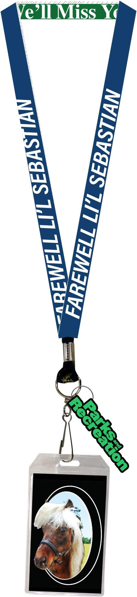 Parks and Recreation Farewell Li'l Sebastian Lanyard with Clear ID Badge Holder