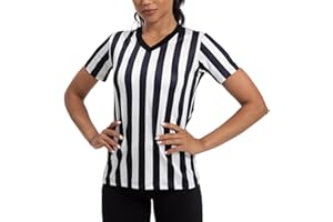 VKT Referee Shirt Womens Ref Jersey Black and White Stripe Uniform for Basketball Football Soccer Halloween Costume