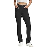 VIMPEP Women’s Stretchy Yoga Dress Pants High Rise Straight Leg with Pockets Casual Petite/Regular 1202