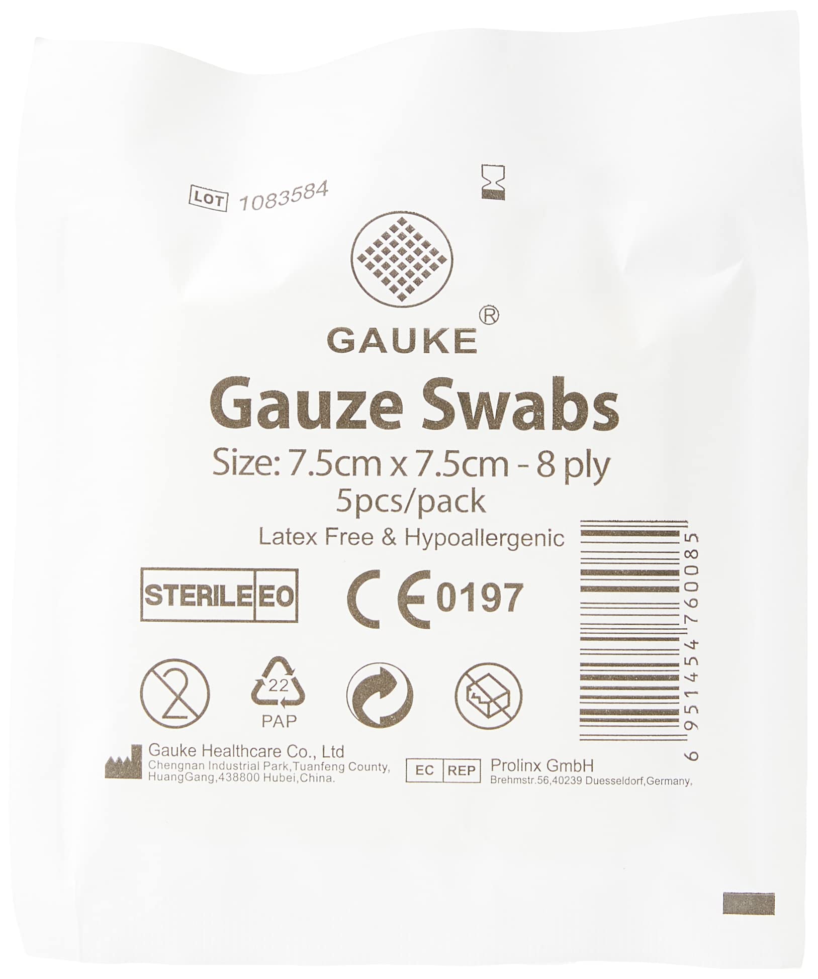 Rennington 4143A MOQ 600 Sterile First Aid Cotton Gauze Swabs, 8-Ply, 75 mm x 75 mm (Pack of 100)