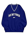 Remidoo Womens New York Embroidered V Neck