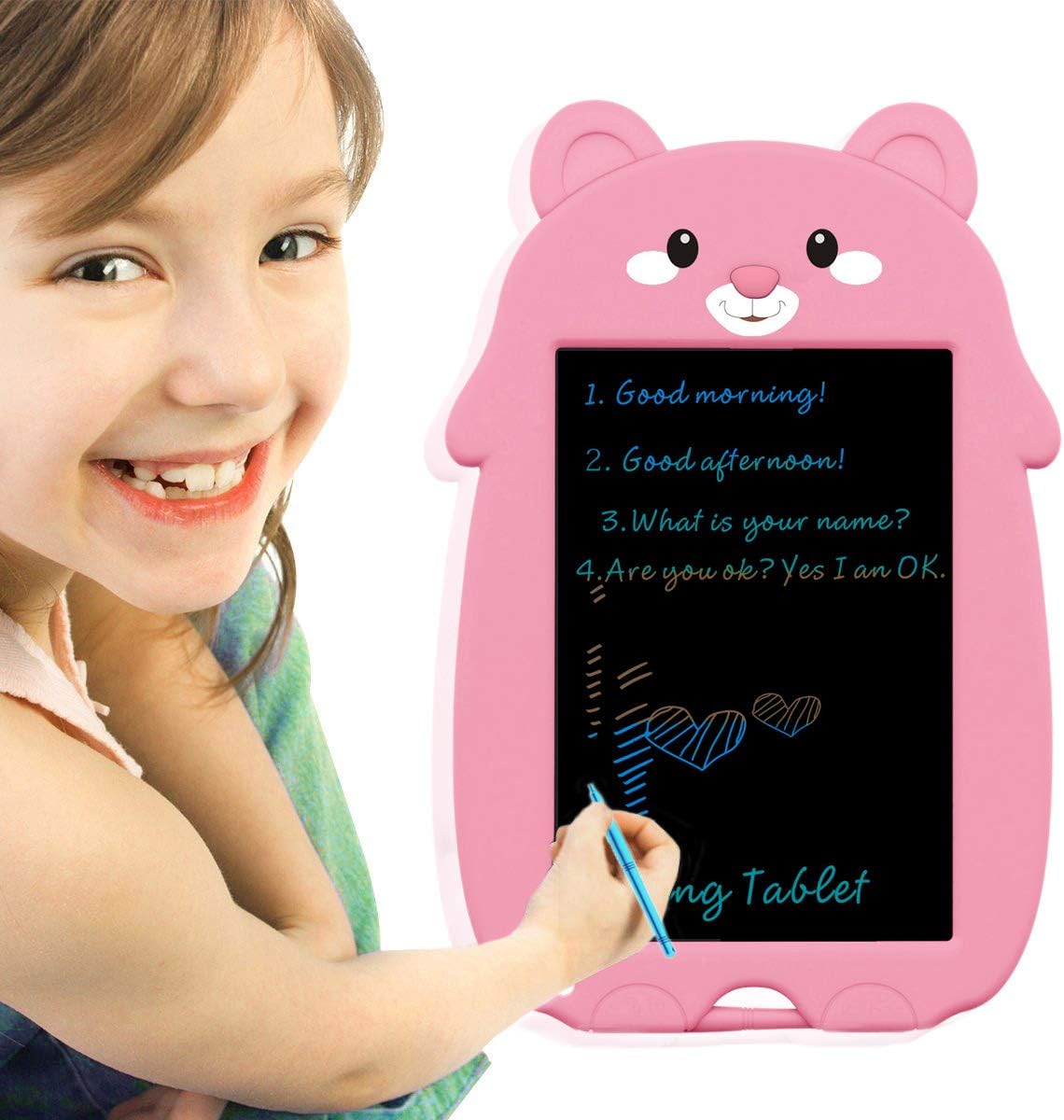 mom&myaboys  8.5 Inch Eletronic Whiteboard,Display Colorful Handwriting, Writing Board ,Writings Pads Drawing Board Gifts for Kids,Office Blackboard-One Key Erase,Teen Girl Boys Sketch Pads,Pink MC: Office Products