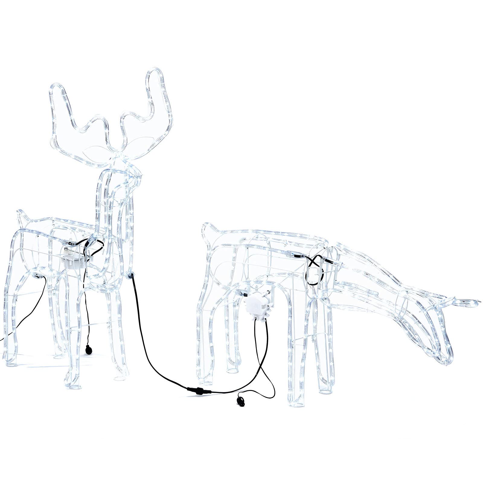 WeRChristmas Pre-Lit Animated Reindeer Family Silhouette,White,88 cm