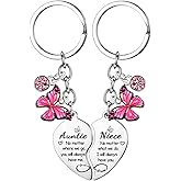 Nfyxcaz 2PCS Auntie Niece Heart Matching Keychain Gifts for Aunt from Niece Mother’s Day Gifts Butterfly Keyring Christmas Birthday Gift for Auntie Nieces
