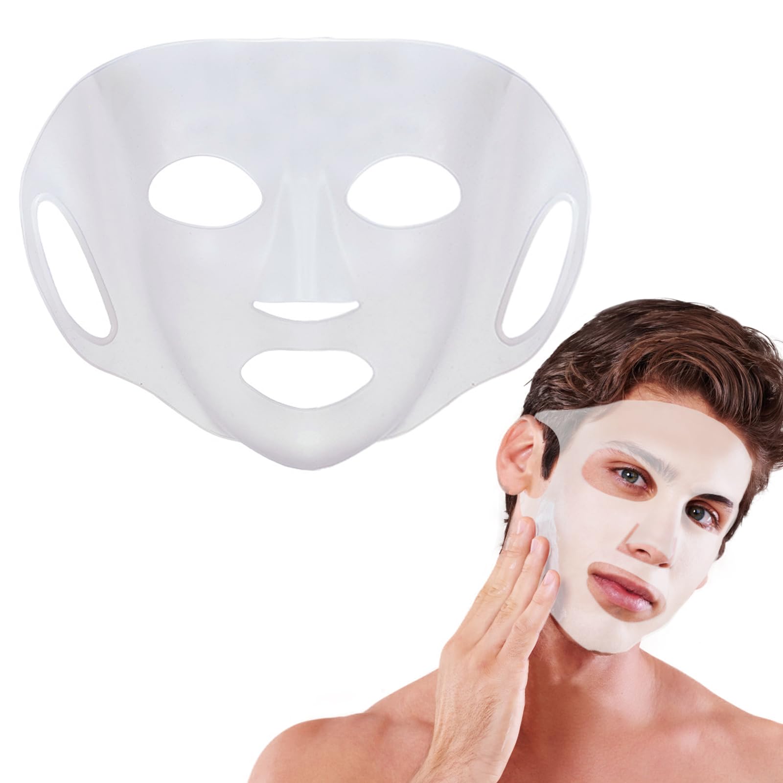Large Silicone Face Mask Cover, Reusable Silicone Mask Cover 3D Facial Mask Cover for Man Women Moisturizing Face Mask Holder for Sheet Mask