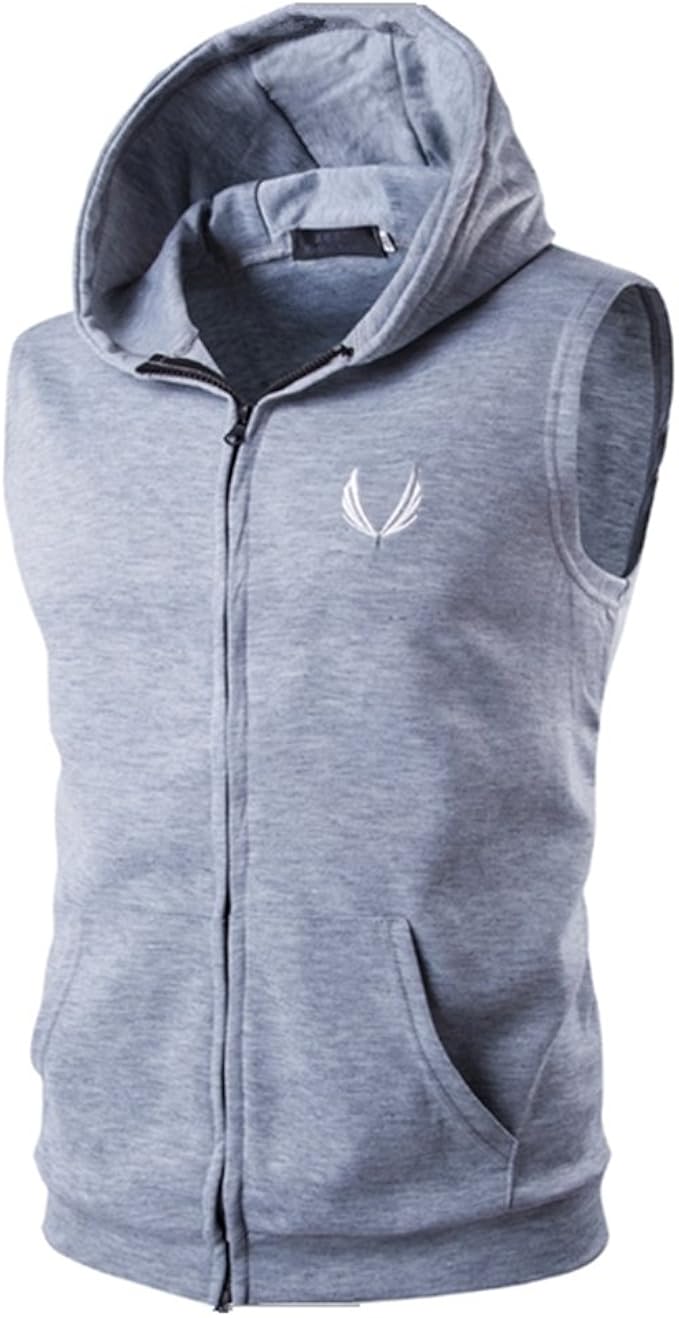 Amazon ビンロ Binro メンズ ベスト カジュアルパーカー ノースリーブパーカー フード付きスウェットベスト スポーツウェア Ll グレー キャップ 通販