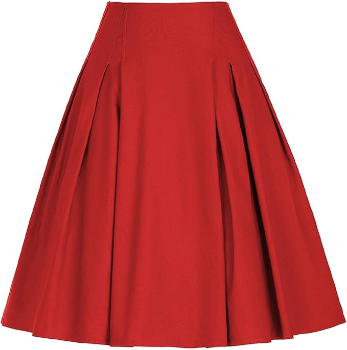 Nice Warm Women Skirts Vintage High Waist Pleated Skirts Elastic Ladies ...