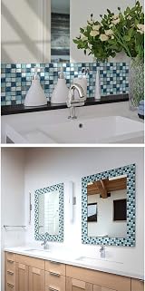 FBBULES 20 Pcs Mosaic Style Self Adhesive Tile Stickers 10x10 cm Blue view 7
