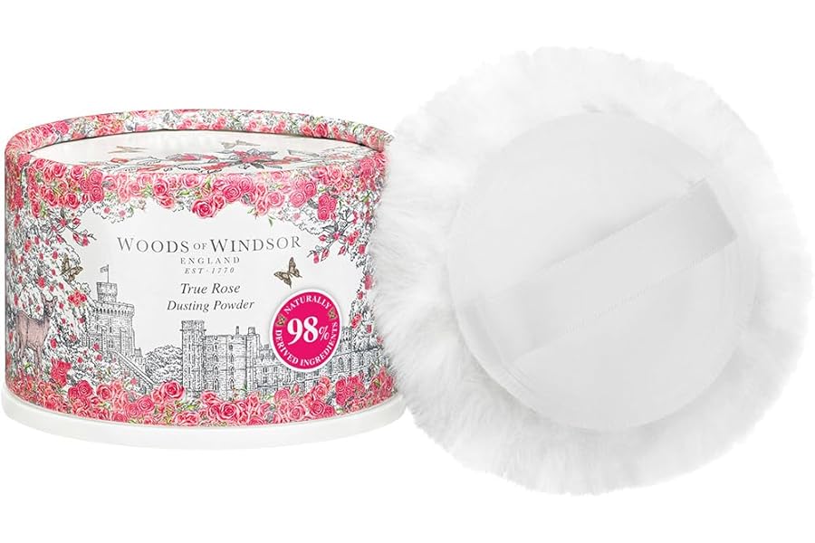 Woods of Windsor Rose Talcum Powder, Floral Dusting Powder with Body Puff, Scented Powder for Women to Help with Odor Control and Chafing, True Rose Scent 3.53 fl oz