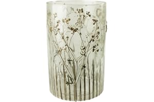 AREOHOME HomArt Large Enameled Prairie Grass Hurricane Candleholder, 8-inch Height, Glass