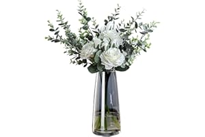 FANTESTICRYAN Modern Glass Vase Irised Crystal Clear Glass Vase for Home Office Decor (Crystal Grey)
