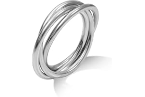 Haoze Anxiety Ring Spinner 3 for Women, Stainless Steel Stacking Interlocked Rolling Band Fidget Rings Anxiety Ring for Women Men