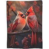 Turamurra Cardinal Birds Blanket for Girls Women Super Soft Warm Flannel Throw Blankets for Couch Sofa Decor Valentines Cardinal Gifts for Kids Adults 60"x50"