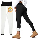 Uowou Women's Thick Fleece Lined Leggings High Waisted Tummy Control Thermal Warm Soft Yoga Pants for Cold Winter