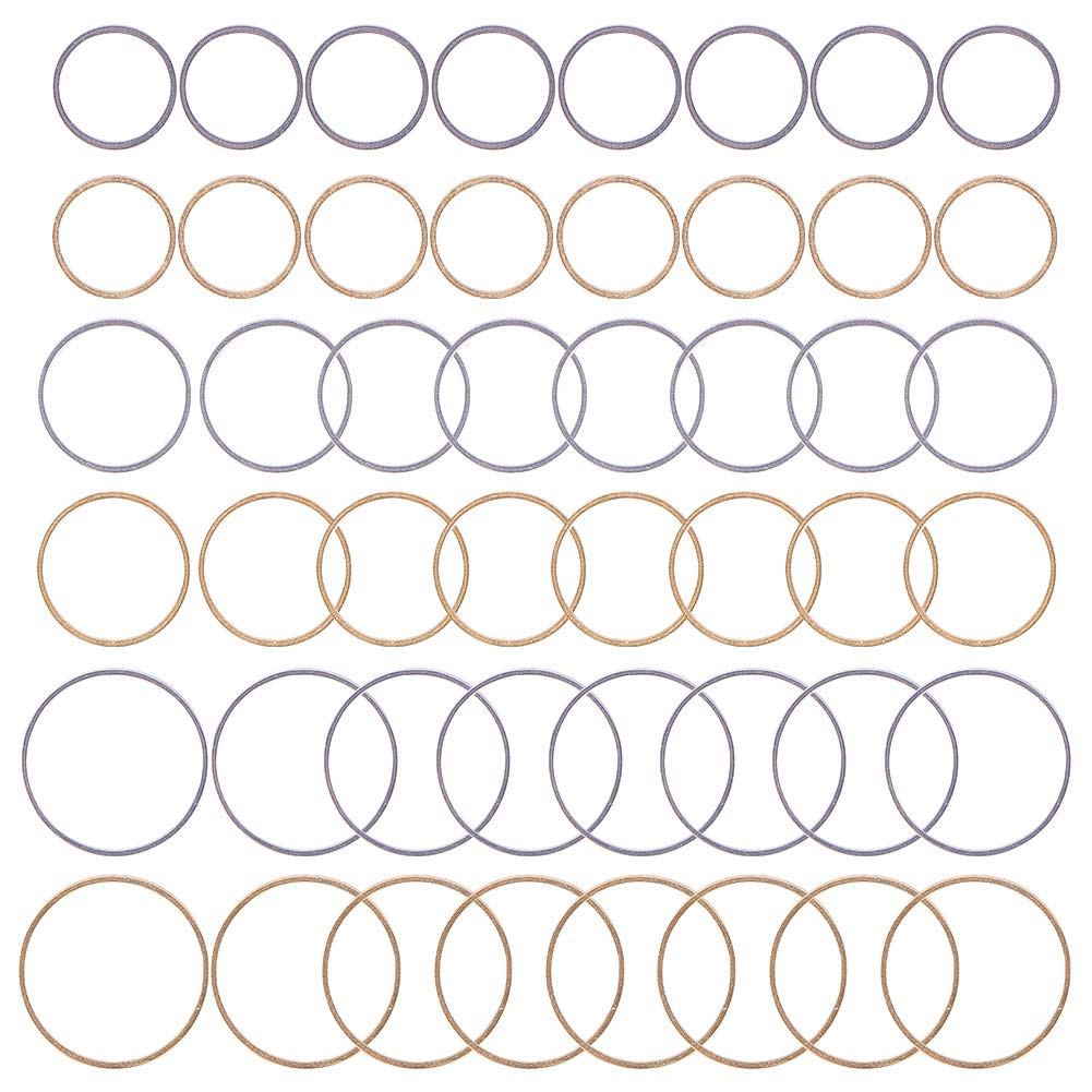 SUNNYCLUE 1 Box 48pcs 3 Size Assorted Hollow Open Bezel Charms Connector Stainless Steel Geometric Earring Links Findings for Necklace Jewellery Making, Round