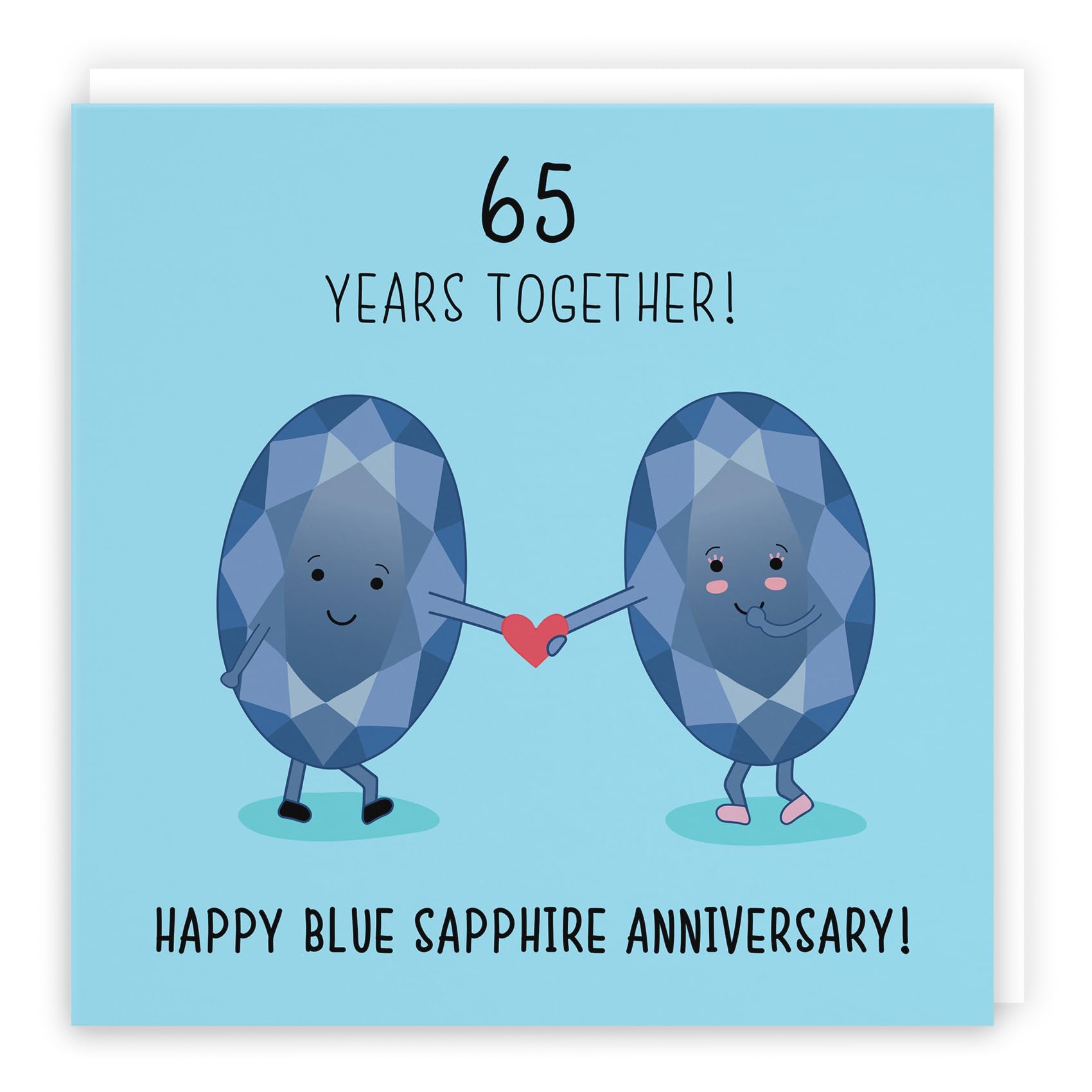 Hunts England - Large 65th Wedding Anniversary Card - Large Size - Blue Sapphire Anniversary - Crystal - Iconic Collection - Large - 210 x 210 mm - 65 Years Cute Card For Him, Her, Couples, etc.