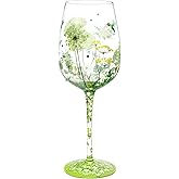 NymphFable Colorful Wine Glass Flower Bird Gragonfly Artisan Painted 15oz Personalised Gift for Best Friend