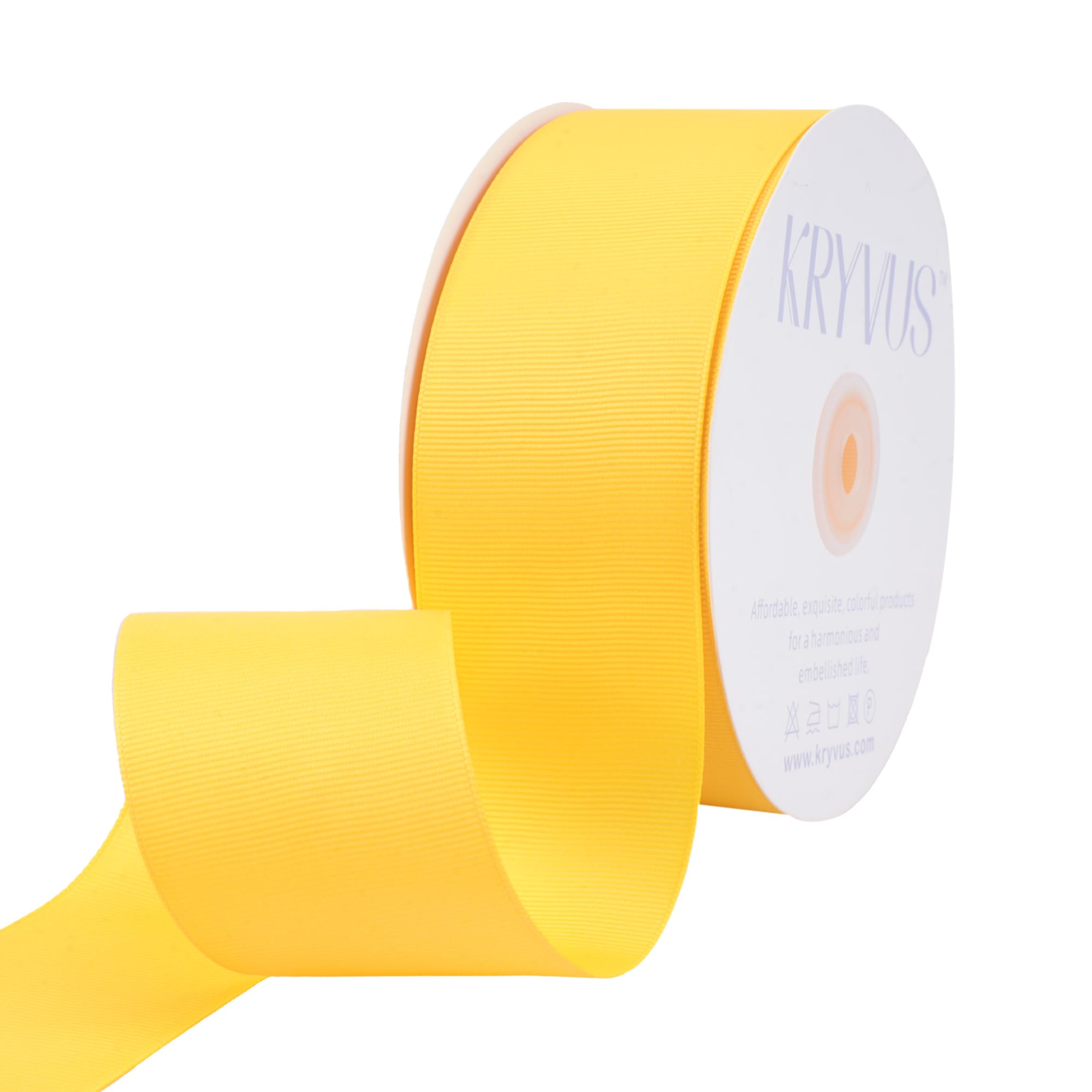 Kryvus Grosgrain Ribbon, Maize Yellow Ribbon 50mm x Continuous 45 Metres, Maize Yellow Grosgrain Ribbons Perfect for Gift Wrapping, Crafts, Sewing, Wedding Decor, DIY Hair Accessories and More