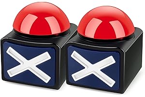REFARICO 2Pcs Game Buzzers for Trivia Games with Lights and Sound, Answer Buzzers Party Button for Game Quiz Family Classroom