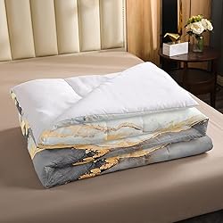 Marble Comforter Set Black Golden Pastel Down