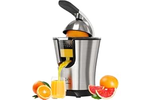 Eurolux Premium Electric Orange Juicer | Stainless Steel Citrus Squeezer With New Ultra-Powerful Motor and Soft Grip Handle for Effortless Juicing, Auto Shutoff, Dishwasher-safe Parts, Pulp Control