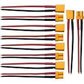 5Pairs XT30 Plug Male Female Connector with 100mm 16AWG Silicone Wire for RC LiPo Battery FPV Drone