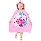 HUANLANG Kids Hooded Beach Towel for Boys Girls,Bath Pool Beach Poncho Towels Super Soft & Absorbent Cotton Towel Childrens Mermaid Beach Towels for Toddler 0-7 Years Old
