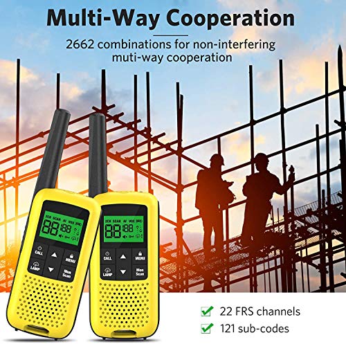 Walkie-Talkies-for-Adults-COTRE-Rechargeable-Walkie-Talkies-with-2662-Channels-Up-to-32-Miles-Long-Range-Walkie-Talkies-NOAA-Weather-Alerts-VOX-Scan-LED-Lamplight-Yellow4-Pack