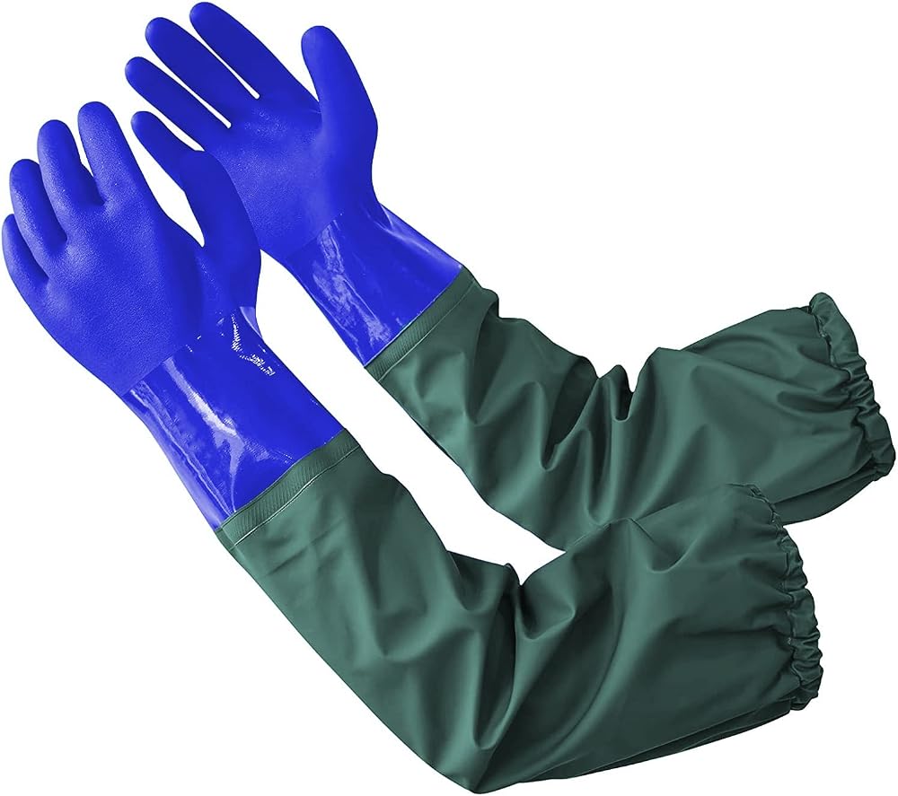 hewewor Long Pond Gloves 26.78" Arm PVC Heavy Duty Waterproof Gloves