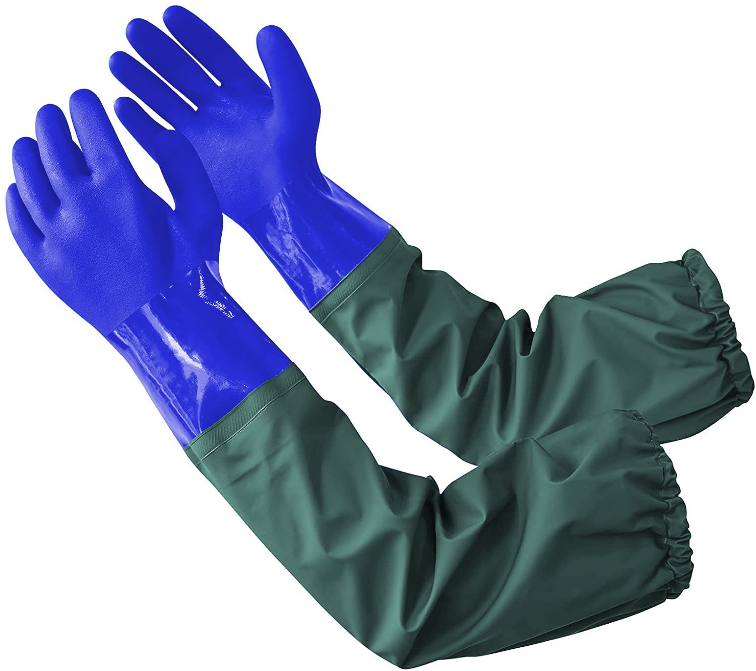 hewewor Long Pond Gloves,26.78" Arm Length Rubber Gloves,PVC Reusable Heavy Duty Long Waterproof Drain Cleaning Gloves for Aquarium Fishery Machinery ​Industry