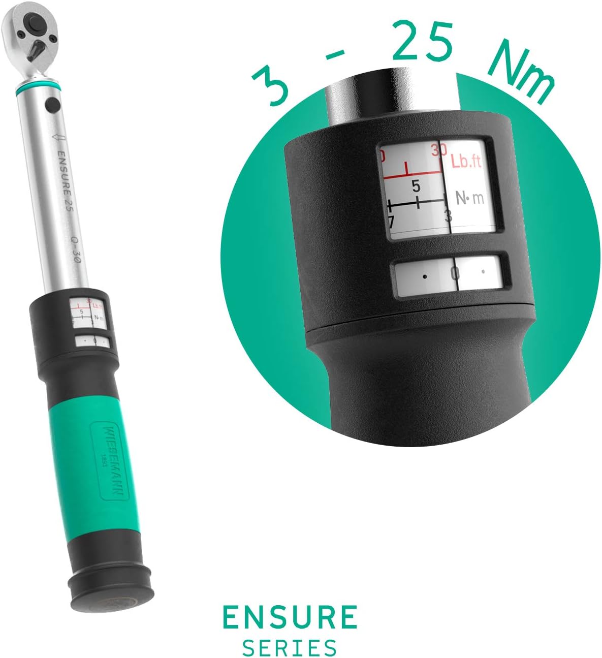 WIESEMANN 1893 Torque Wrench for Bicycles 1/4 inch 3-25Nm Ensure Series from I Torque Wrench with Double Scale & Right-Hand Tightening I Made of Q-30 Chrome-Plated Steel I in Trasport Box I 81444 - Image 4