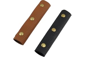 Mcredy 2 Pcs Luggage Handle Wrap Comfortable Leather Bag Strap Wrap Covers with Metal Clasp for Purse Wallet Shopping Travel Bags, Brown+Black