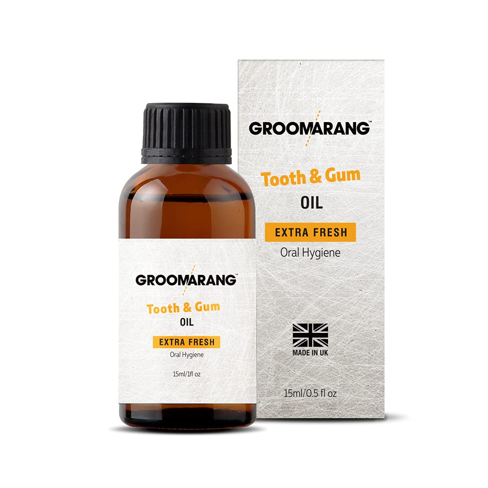 Groomarang Natural Botanical Tooth and Gum Oil with Free Tongue Scraper, 15 ml (15 ml (Pack of 1))